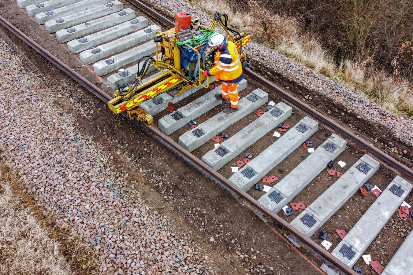 Travaux et maintenance de la voie ferrée.